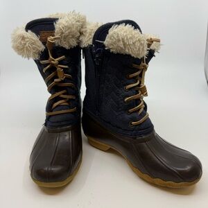 Sperry Kids' Salt Water Navy and Brown Duck Boots